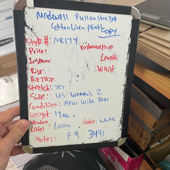 Madewell Pull On Straight Crop Cotton Linen Pants US Women's 2 New - Picture 7 of 7